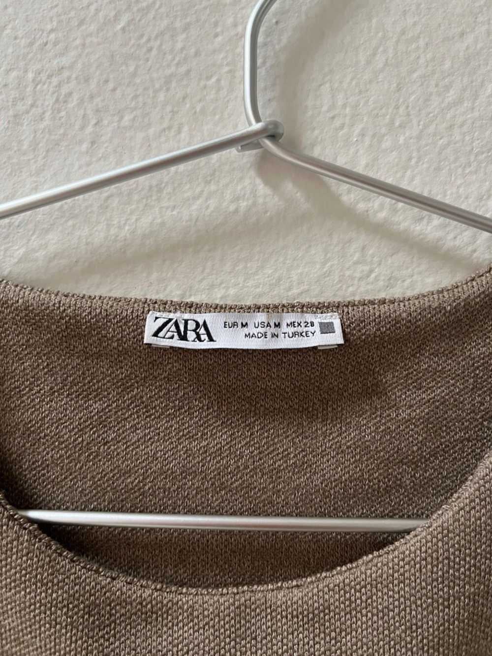 Zara Taupe Soft Pique High Neck Top. Size M. - Picture 4 of 4
